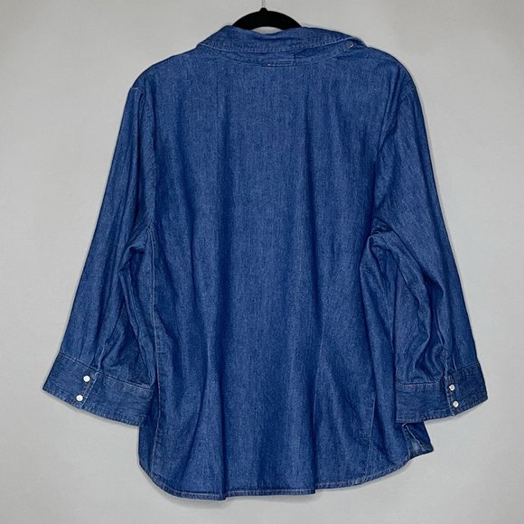 Faded Glory Blue Shirt‎ Snaps Size 18W/20W - Picture 3 of 12